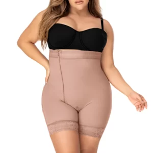 Colombian High Waisted Side Zip Removable Strap Pull Up Shaper : High Compression